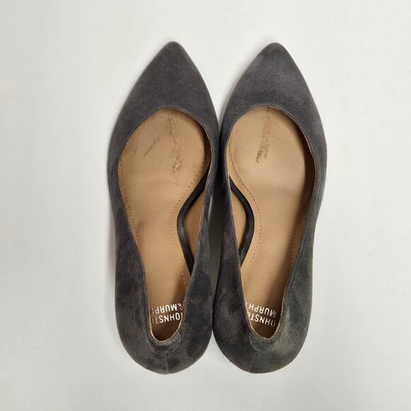 Gray Suede Johnston & Murphy Wrapped Block Heel Pointy Toe Pumps Size 8M - Picture 6 of 9